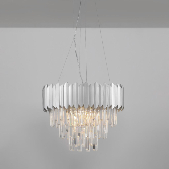 Lampadario contemporana cristalli cromo per salotto 50cm